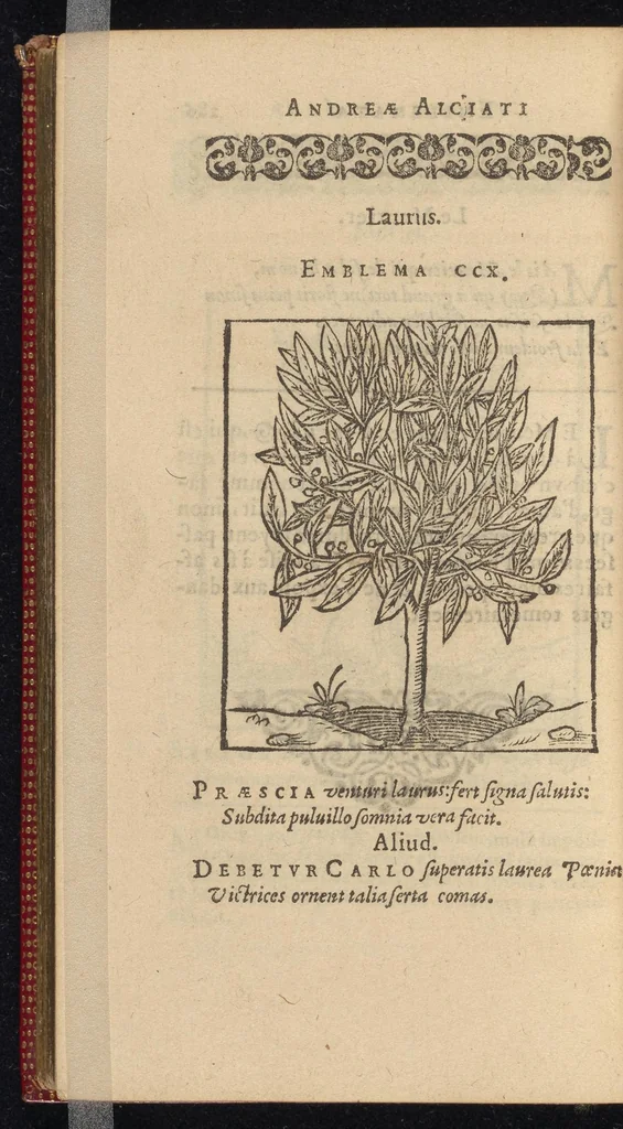 An illustration from Emblemata Andreæ Alciati I. C. clariss. Latinogallica : vnà cum succinctis argumentis, quibus emblematis cuiúsque sententia explicatur, ad calcem Alciati vita = Les emblemes Latin-Francois dv Seigneur Andre Alciat, excellent iurisconsulte, avec argumens succincts pour entendre le sens de chasque embleme, en fin est la vie d'Alcist : la version Françoise non encor veuë cy deuant, 1584, leaf 595