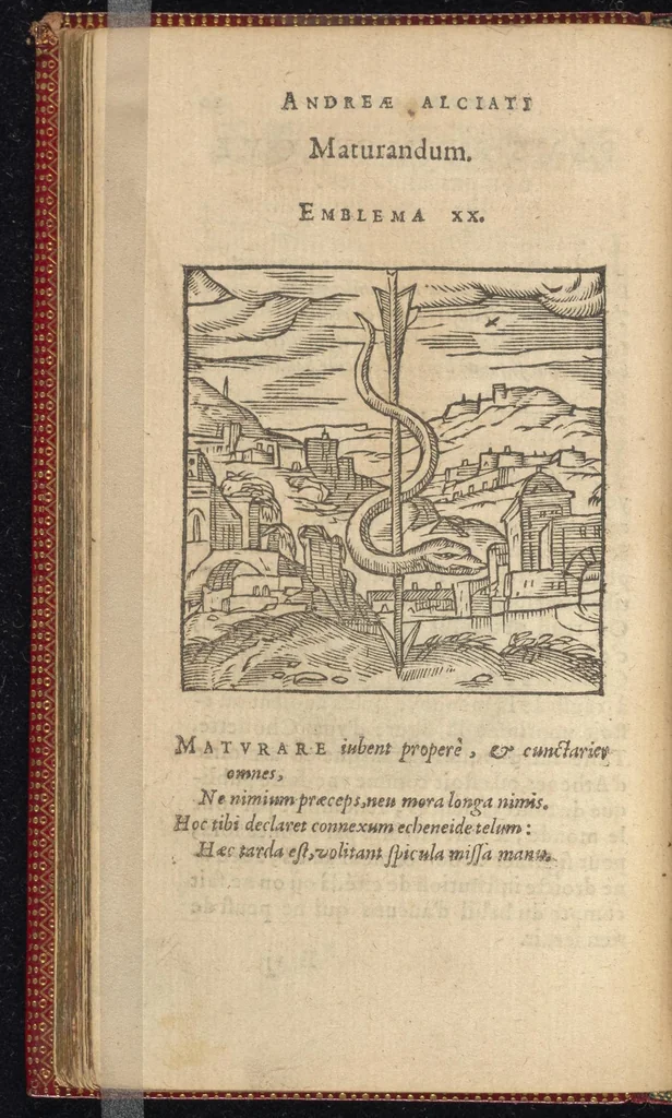 An illustration from Emblemata Andreæ Alciati I. C. clariss. Latinogallica : vnà cum succinctis argumentis, quibus emblematis cuiúsque sententia explicatur, ad calcem Alciati vita = Les emblemes Latin-Francois dv Seigneur Andre Alciat, excellent iurisconsulte, avec argumens succincts pour entendre le sens de chasque embleme, en fin est la vie d'Alcist : la version Françoise non encor veuë cy deuant, 1584, leaf 83
