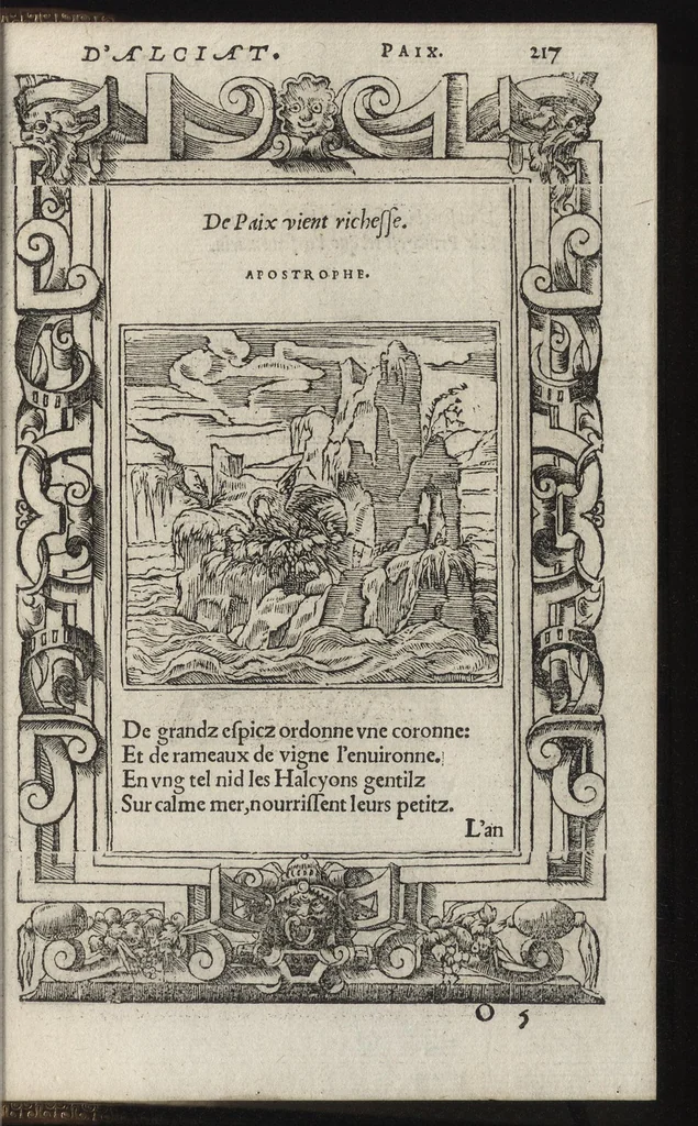 An illustration from Emblemes d'Alciat : de nouueau trãslatez en frãçois, vers pour vers iouxte les latins : ordonnez en lieux cõmuns, auec briefues expositions & figures nouuelles appropriées aux derniers emblemes, 1549, leaf 222