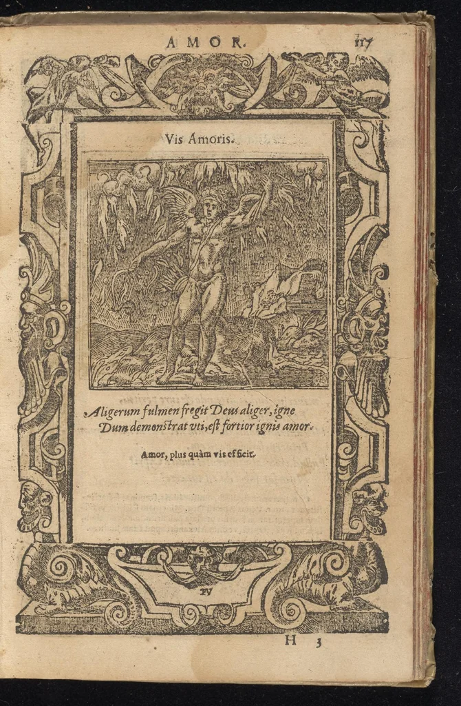 An illustration from D. And. Alciati Emblemata; denvo ab ipso autore recognita, ac quae desiderabantur, imaginibus locupletata; accesserunt noua aliquot ab autore emblemata suis quoq[ue] eiconibus insignita, 1566, leaf 120