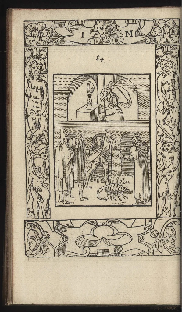 An illustration from La morosophie de Guillaume de la Perriere, Tolosain, Contenant Cent Emblemes moraux, illustrez de Cent Tetrastiques Latins, reduitz en autant de Quatrains Françoys, 1553, leaf 199