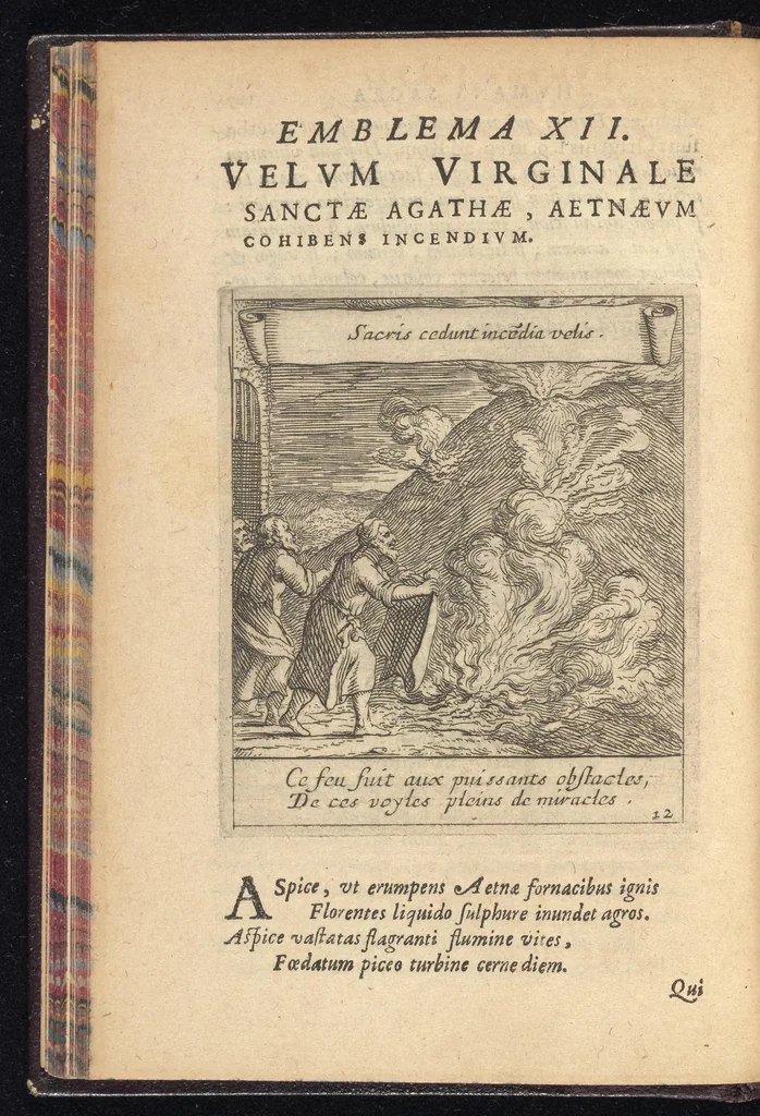 An illustration from Orpheus eucharisticus, siue, Deus absconditus humanitatis illecebris illustriores mundi partes ad se pertrahens, vltroneas arcanae maiestatis adoratrices : opus nouum, in varias historicorum emblematum aeneis tabulis incisorum centurias distinctum, quae strictâ, solutâque oratione explanantur, adiectis authorum fontibus ex quibus eruuntur : tomus primus, primam centuriam complectens, 1657, leaf 133