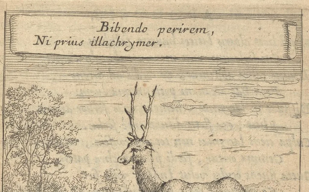 An illustration from Orpheus eucharisticus, siue, Deus absconditus humanitatis illecebris illustriores mundi partes ad se pertrahens, vltroneas arcanae maiestatis adoratrices : opus nouum, in varias historicorum emblematum aeneis tabulis incisorum centurias distinctum, quae strictâ, solutâque oratione explanantur, adiectis authorum fontibus ex quibus eruuntur : tomus primus, primam centuriam complectens, 1657, leaf 404