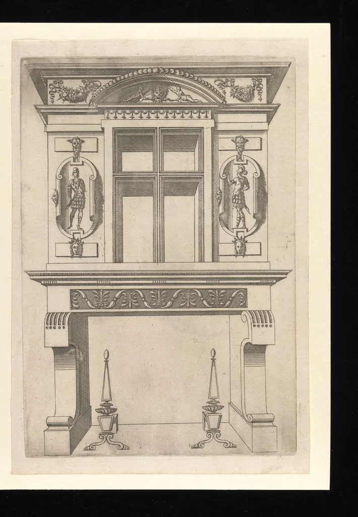 An illustration from Second livre d'architectvre, contenant plvsievrs et diverses ordonnances de cheminees, lvcarnes, portes, fonteines, puis, & pauillons, pour enrichir tant le dedans que le dehors de tous edifices. Auec les desseings de dix sepultures toutes differentes, 1561, leaf 120