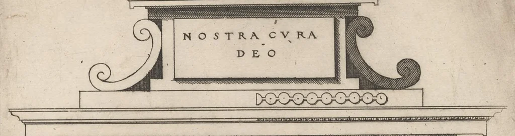 An illustration from Second livre d'architectvre, contenant plvsievrs et diverses ordonnances de cheminees, lvcarnes, portes, fonteines, puis, & pauillons, pour enrichir tant le dedans que le dehors de tous edifices. Auec les desseings de dix sepultures toutes differentes, 1561, leaf 128