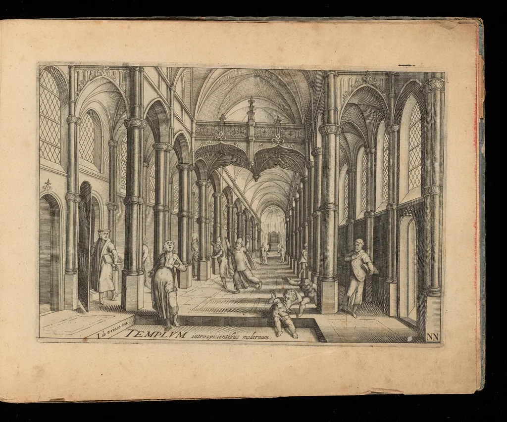 An illustration from Architectvra, die koestliche vnnd weitberumbte Khunst : welche besteht in fünfferley Art der Edifitien, alss namblich Tuscana, Dorica, Ionica, Corinthia, vnnd Composita : diese seind allhie gestelt mitt ihre fundamentale Reglen, vmd die selbige nach die Simmetria, deutlich zu machen mehrthails vber ein stimmend, mit die Lehr von Vitruvio : item ist noch hie bey gefügt viel schöne vnnd herrliche antiquische Edifitien, wie dann auch ettliche modernische Gebewden, nach vorgemelter Khunst der Architectur, in Perspectiva gestellt : sehr nützlich für allen Mahlern, Bildhauweren, Architectur, oder Baumaistern, Maurer, Stainhawern, Zimmerleuten, etc. sampt allen Liebhabern dieser Khunst, 1606, leaf 80