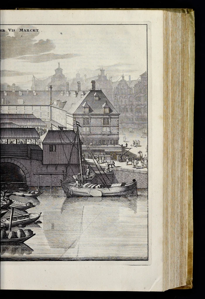 An illustration from Beschryvinge van Amsterdam : zynde een naukeurige verhandelinge van desselfs eerste oorspruk uyt den huyse der heeren van Amstel, en Amstellant : haar vergrootingen, rykdom, en wyze van regeeringe, tot den jare 1691 : voor dezen uit verscheide oude historie-schryvers be eengesteld, en uytgegeven : en nu uit een meenigte van oude schriften, authentyke stukken, en met kopere afbeeldingen verciert, nooit voor desen gedruckt geweest, beschreven, en vermeerdert, 1693, leaf 210
