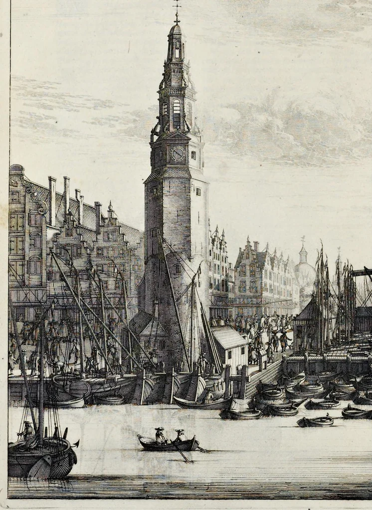 An illustration from Beschryvinge van Amsterdam : zynde een naukeurige verhandelinge van desselfs eerste oorspruk uyt den huyse der heeren van Amstel, en Amstellant : haar vergrootingen, rykdom, en wyze van regeeringe, tot den jare 1691 : voor dezen uit verscheide oude historie-schryvers be eengesteld, en uytgegeven : en nu uit een meenigte van oude schriften, authentyke stukken, en met kopere afbeeldingen verciert, nooit voor desen gedruckt geweest, beschreven, en vermeerdert, 1693, leaf 239