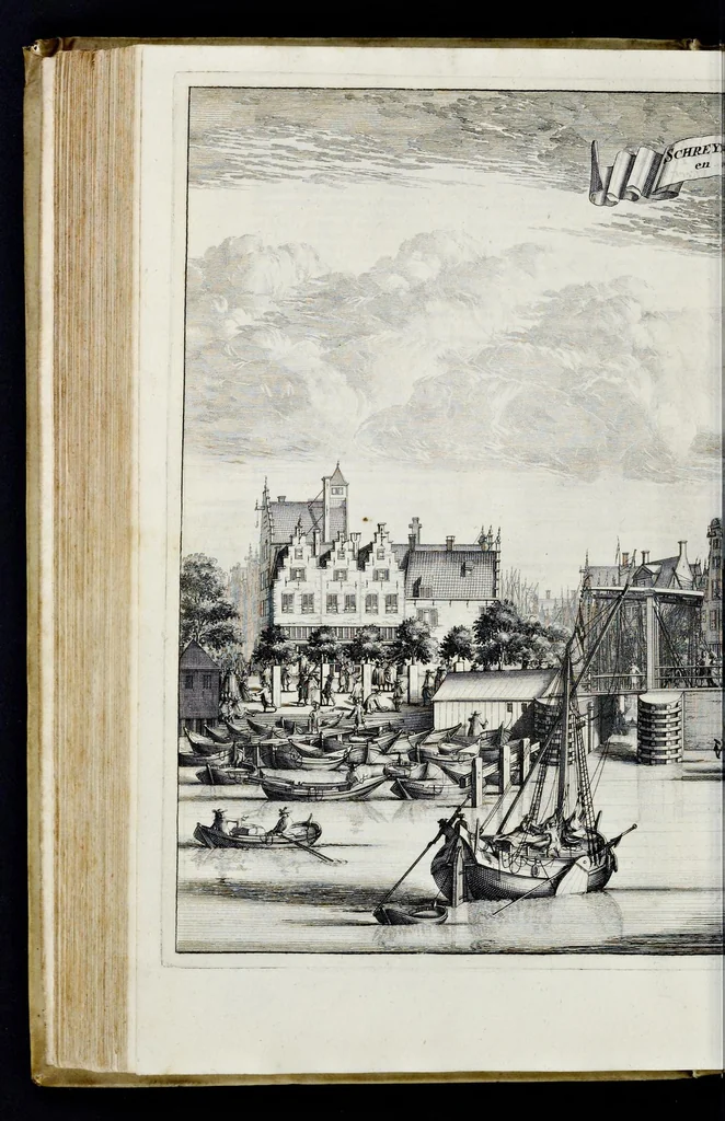 An illustration from Beschryvinge van Amsterdam : zynde een naukeurige verhandelinge van desselfs eerste oorspruk uyt den huyse der heeren van Amstel, en Amstellant : haar vergrootingen, rykdom, en wyze van regeeringe, tot den jare 1691 : voor dezen uit verscheide oude historie-schryvers be eengesteld, en uytgegeven : en nu uit een meenigte van oude schriften, authentyke stukken, en met kopere afbeeldingen verciert, nooit voor desen gedruckt geweest, beschreven, en vermeerdert, 1693, leaf 245