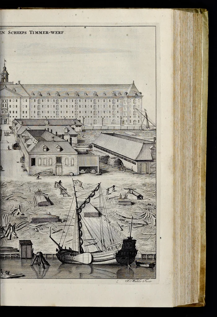 An illustration from Beschryvinge van Amsterdam : zynde een naukeurige verhandelinge van desselfs eerste oorspruk uyt den huyse der heeren van Amstel, en Amstellant : haar vergrootingen, rykdom, en wyze van regeeringe, tot den jare 1691 : voor dezen uit verscheide oude historie-schryvers be eengesteld, en uytgegeven : en nu uit een meenigte van oude schriften, authentyke stukken, en met kopere afbeeldingen verciert, nooit voor desen gedruckt geweest, beschreven, en vermeerdert, 1693, leaf 292