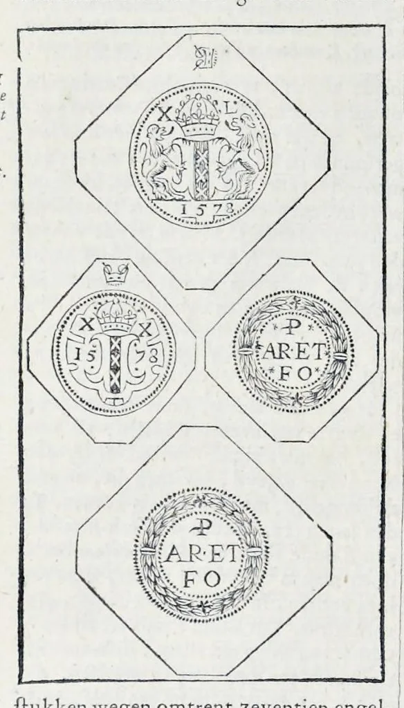 An illustration from Beschryvinge van Amsterdam : zynde een naukeurige verhandelinge van desselfs eerste oorspruk uyt den huyse der heeren van Amstel, en Amstellant : haar vergrootingen, rykdom, en wyze van regeeringe, tot den jare 1691 : voor dezen uit verscheide oude historie-schryvers be eengesteld, en uytgegeven : en nu uit een meenigte van oude schriften, authentyke stukken, en met kopere afbeeldingen verciert, nooit voor desen gedruckt geweest, beschreven, en vermeerdert, 1693, leaf 627