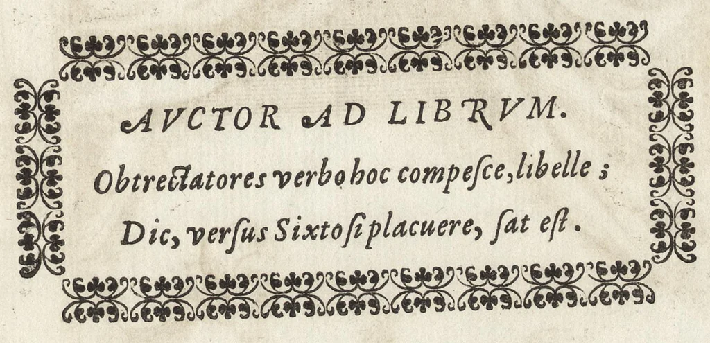 An illustration from De rebvs praeclare gestis a Sixto V. Pon. Max. : Io. Francisci Bordini I.C. et praesbiteri Ro. carminum liber primvs, 1588, leaf 14
