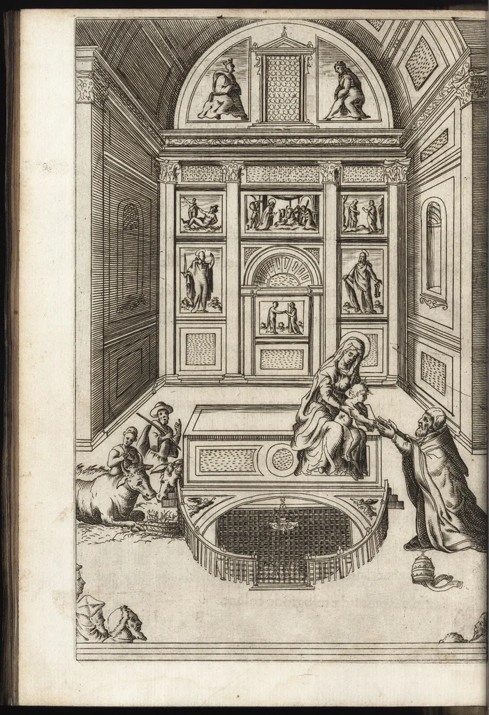 An illustration from De rebvs praeclare gestis a Sixto V. Pon. Max. : Io. Francisci Bordini I.C. et praesbiteri Ro. carminum liber primvs, 1588, leaf 21