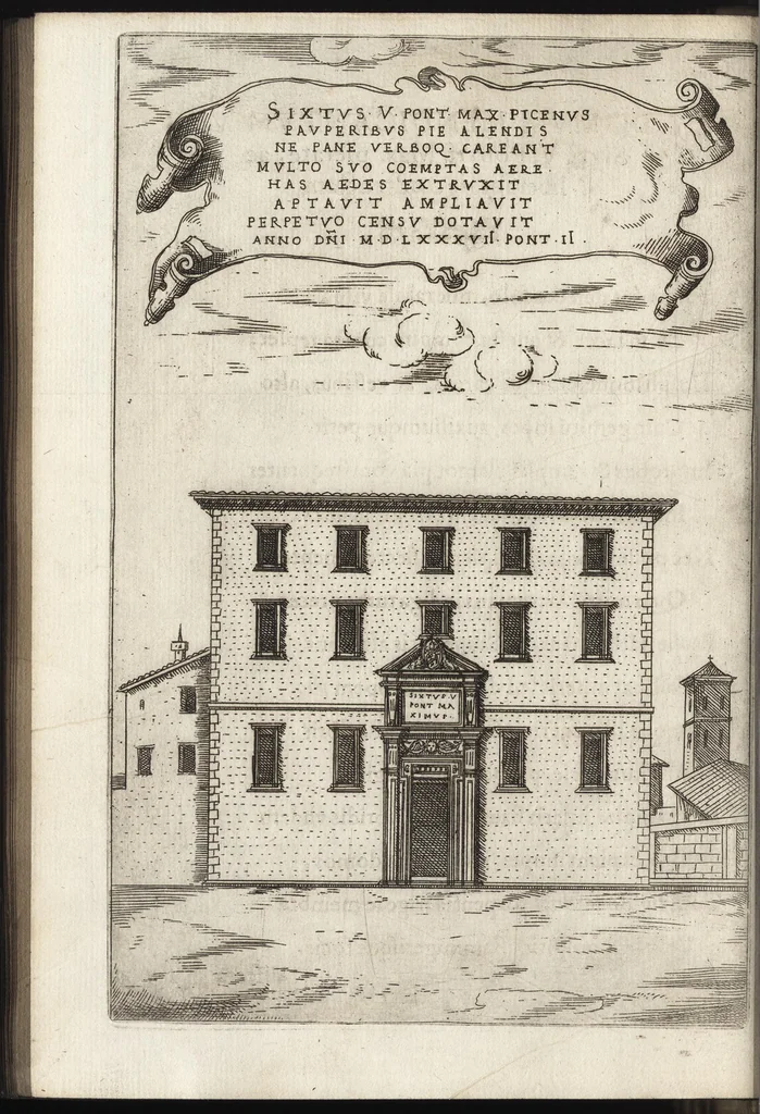 An illustration from De rebvs praeclare gestis a Sixto V. Pon. Max. : Io. Francisci Bordini I.C. et praesbiteri Ro. carminum liber primvs, 1588, leaf 51
