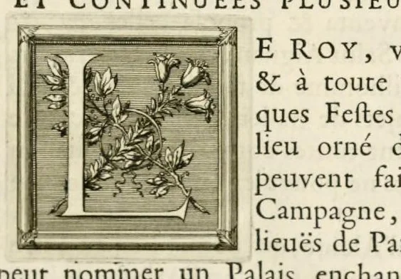 An illustration from Les plaisirs de l'isle enchantée : course de bague : collation ornée de machines, comedie, meslée de danse et de musiq́ue, ballet du palais d'Alcine, feu d'artifice et autres festes galantes et magnifiques faites par le Roy a Versailles, le VII. may M.DC.LXIV, et continuées plusieurs autres jours, 1673, leaf 12