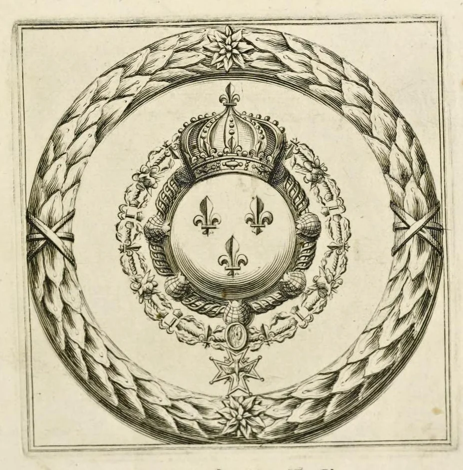 An illustration from Les plaisirs de l'isle enchantée : course de bague : collation ornée de machines, comedie, meslée de danse et de musiq́ue, ballet du palais d'Alcine, feu d'artifice et autres festes galantes et magnifiques faites par le Roy a Versailles, le VII. may M.DC.LXIV, et continuées plusieurs autres jours, 1673, leaf 6