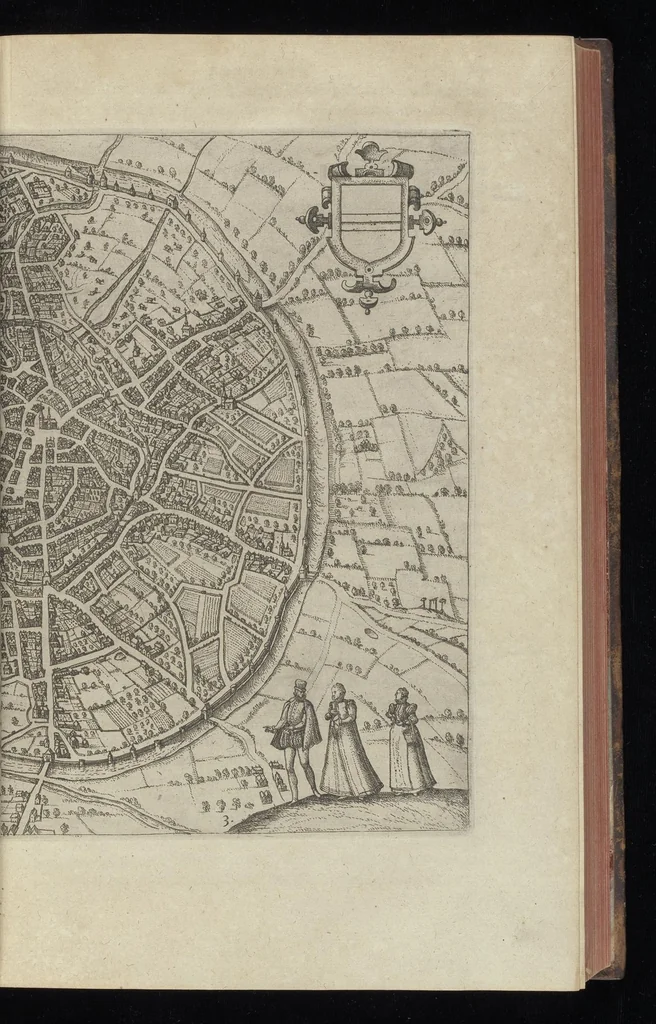 An illustration from Descrittione di m. Lodovico Gvicciardini, gentilhvomo fiorentino, di tvtti i paesi Bassi, altrimenti detti Germania inferiore : con tutte le carte di geographia del paese, & col ritratto al naturale di molte terre principali : riueduta di nuouo, & ampliata per tutto la terza volta dal medesimo autore : con amplissimo indice di tutte le cose piu memorabili, 1588, leaf 106