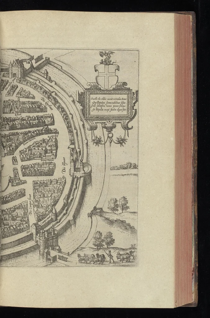 An illustration from Descrittione di m. Lodovico Gvicciardini, gentilhvomo fiorentino, di tvtti i paesi Bassi, altrimenti detti Germania inferiore : con tutte le carte di geographia del paese, & col ritratto al naturale di molte terre principali : riueduta di nuouo, & ampliata per tutto la terza volta dal medesimo autore : con amplissimo indice di tutte le cose piu memorabili, 1588, leaf 348