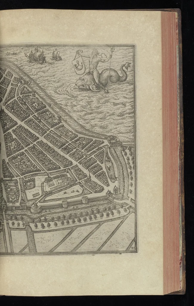 An illustration from Descrittione di m. Lodovico Gvicciardini, gentilhvomo fiorentino, di tvtti i paesi Bassi, altrimenti detti Germania inferiore : con tutte le carte di geographia del paese, & col ritratto al naturale di molte terre principali : riueduta di nuouo, & ampliata per tutto la terza volta dal medesimo autore : con amplissimo indice di tutte le cose piu memorabili, 1588, leaf 434