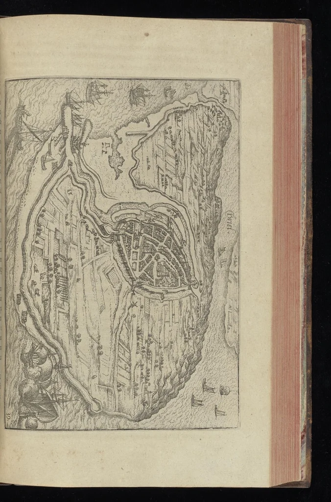 An illustration from Descrittione di m. Lodovico Gvicciardini, gentilhvomo fiorentino, di tvtti i paesi Bassi, altrimenti detti Germania inferiore : con tutte le carte di geographia del paese, & col ritratto al naturale di molte terre principali : riueduta di nuouo, & ampliata per tutto la terza volta dal medesimo autore : con amplissimo indice di tutte le cose piu memorabili, 1588, leaf 462