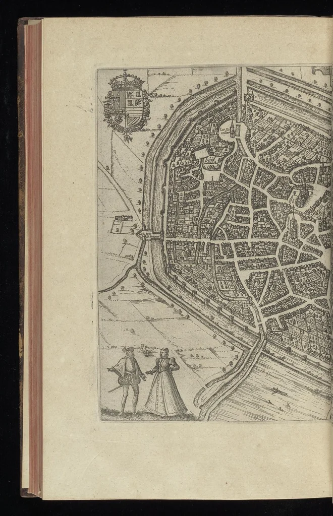 An illustration from Descrittione di m. Lodovico Gvicciardini, gentilhvomo fiorentino, di tvtti i paesi Bassi, altrimenti detti Germania inferiore : con tutte le carte di geographia del paese, & col ritratto al naturale di molte terre principali : riueduta di nuouo, & ampliata per tutto la terza volta dal medesimo autore : con amplissimo indice di tutte le cose piu memorabili, 1588, leaf 627