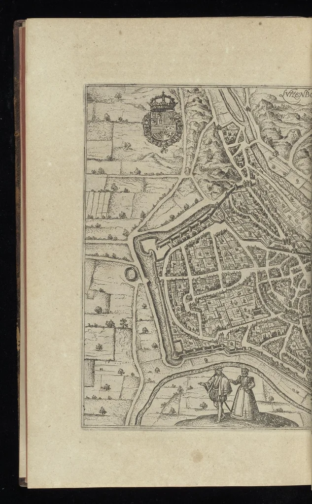 An illustration from Descrittione di m. Lodovico Gvicciardini, gentilhvomo fiorentino, di tvtti i paesi Bassi, altrimenti detti Germania inferiore : con tutte le carte di geographia del paese, & col ritratto al naturale di molte terre principali : riueduta di nuouo, & ampliata per tutto la terza volta dal medesimo autore : con amplissimo indice di tutte le cose piu memorabili, 1588, leaf 671