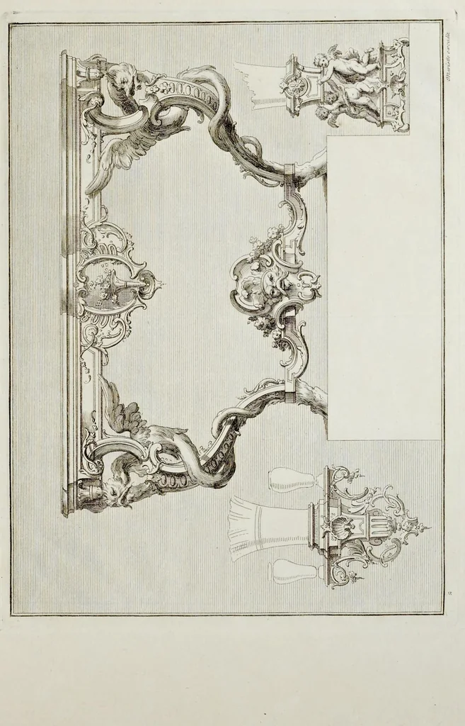 An illustration from Nouveaux dessins de pieds de tables et de vases et consoles de sculpture en bois, 1700, leaf 10