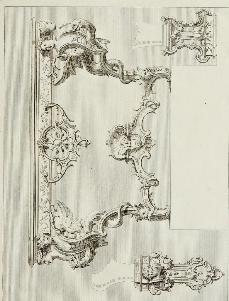 An illustration from Nouveaux dessins de pieds de tables et de vases et consoles de sculpture en bois, 1700, leaf 16