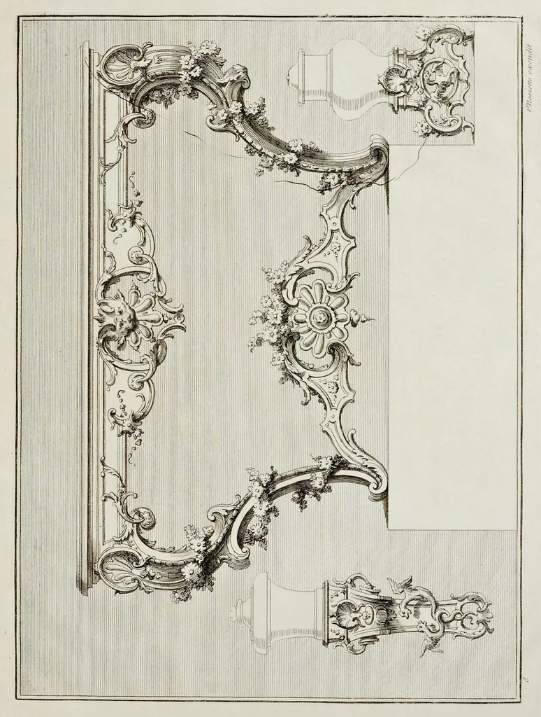 An illustration from Nouveaux dessins de pieds de tables et de vases et consoles de sculpture en bois, 1700, leaf 18