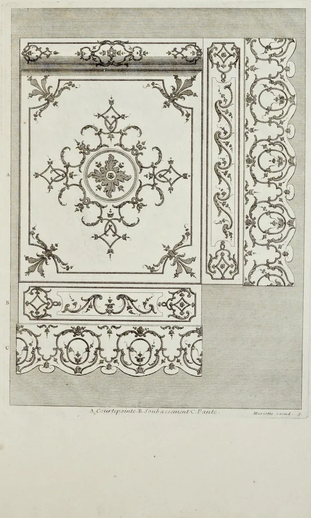 An illustration from Nouveaux dessins de pieds de tables et de vases et consoles de sculpture en bois, 1700, leaf 28