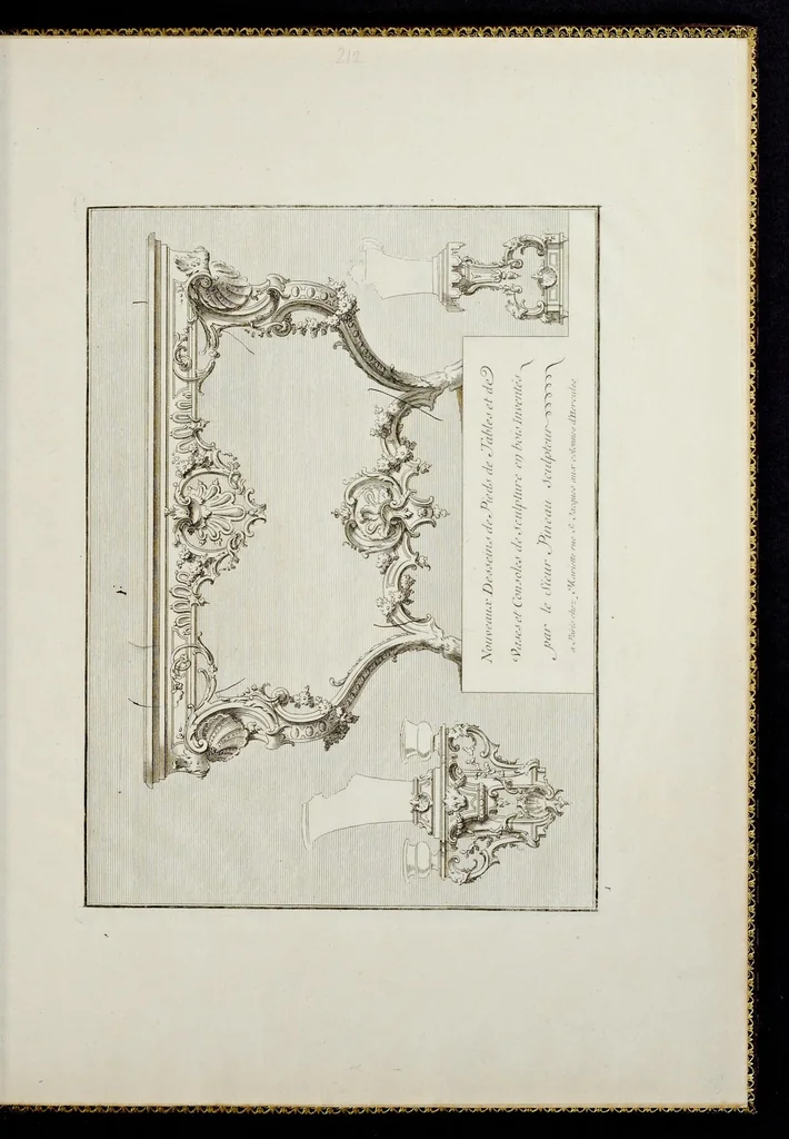 An illustration from Nouveaux dessins de pieds de tables et de vases et consoles de sculpture en bois, 1700, leaf 8