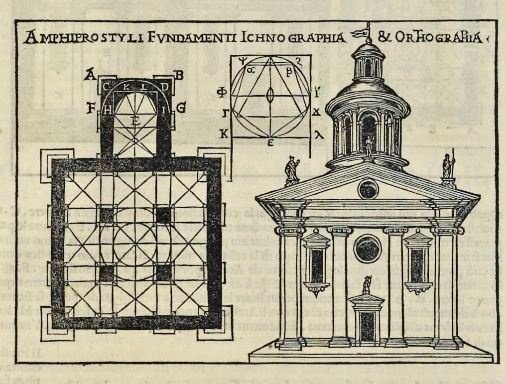 An illustration from Di Lucio Vitruuio Pollione De architectura libri dece : traducti de latino in vulgare, affigurati, cõmentati, & con mirando ordine insigniti: per il quale facilmente potrai trouare la multitudine de li abstrusi & reconditi vocabuli a li soi loci & in epsa tabula con summo studio expositi & enucleati ad immensa utilitate de ciascuno studioso & beniuolo di epsa opera, 1521, leaf 121
