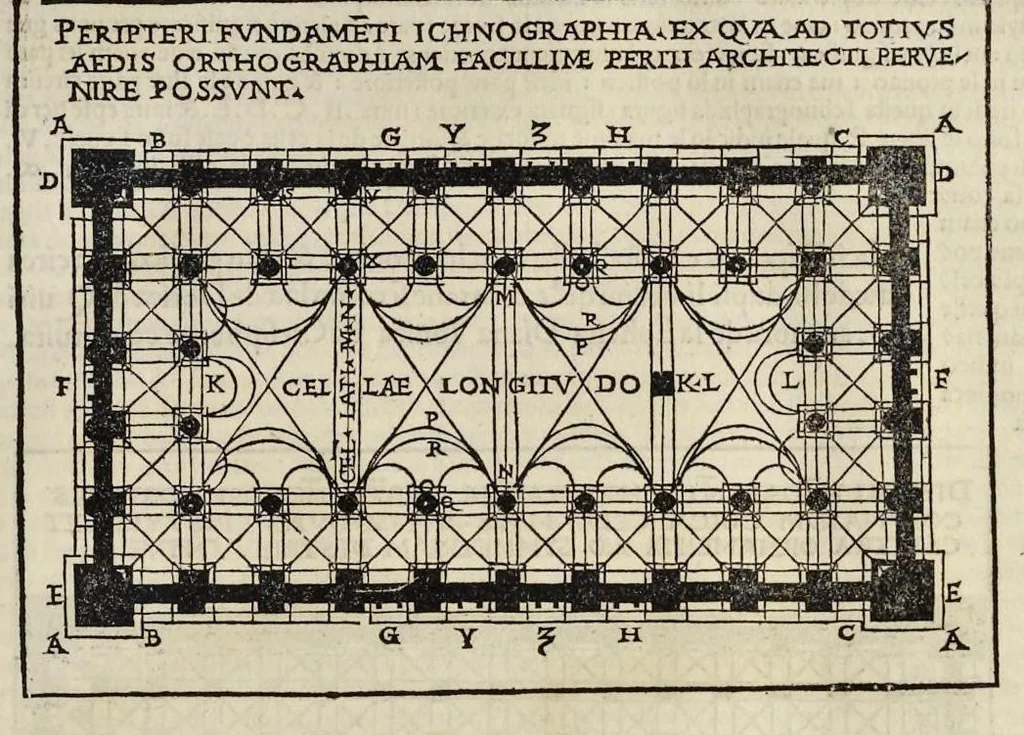 An illustration from Di Lucio Vitruuio Pollione De architectura libri dece : traducti de latino in vulgare, affigurati, cõmentati, & con mirando ordine insigniti: per il quale facilmente potrai trouare la multitudine de li abstrusi & reconditi vocabuli a li soi loci & in epsa tabula con summo studio expositi & enucleati ad immensa utilitate de ciascuno studioso & beniuolo di epsa opera, 1521, leaf 122