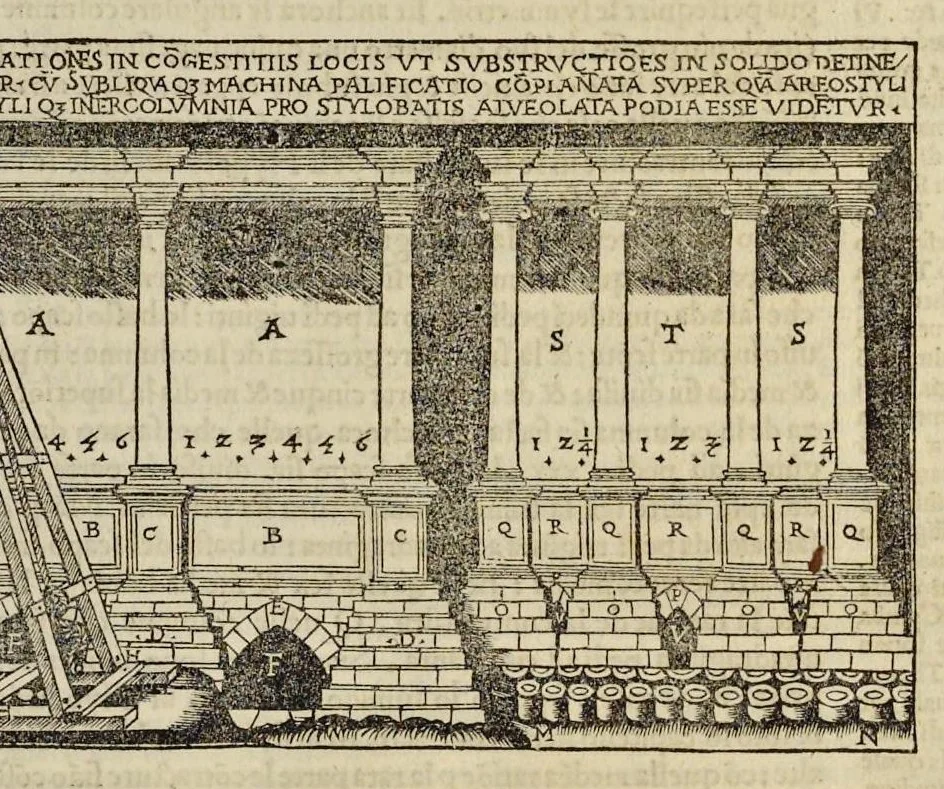 An illustration from Di Lucio Vitruuio Pollione De architectura libri dece : traducti de latino in vulgare, affigurati, cõmentati, & con mirando ordine insigniti: per il quale facilmente potrai trouare la multitudine de li abstrusi & reconditi vocabuli a li soi loci & in epsa tabula con summo studio expositi & enucleati ad immensa utilitate de ciascuno studioso & beniuolo di epsa opera, 1521, leaf 126