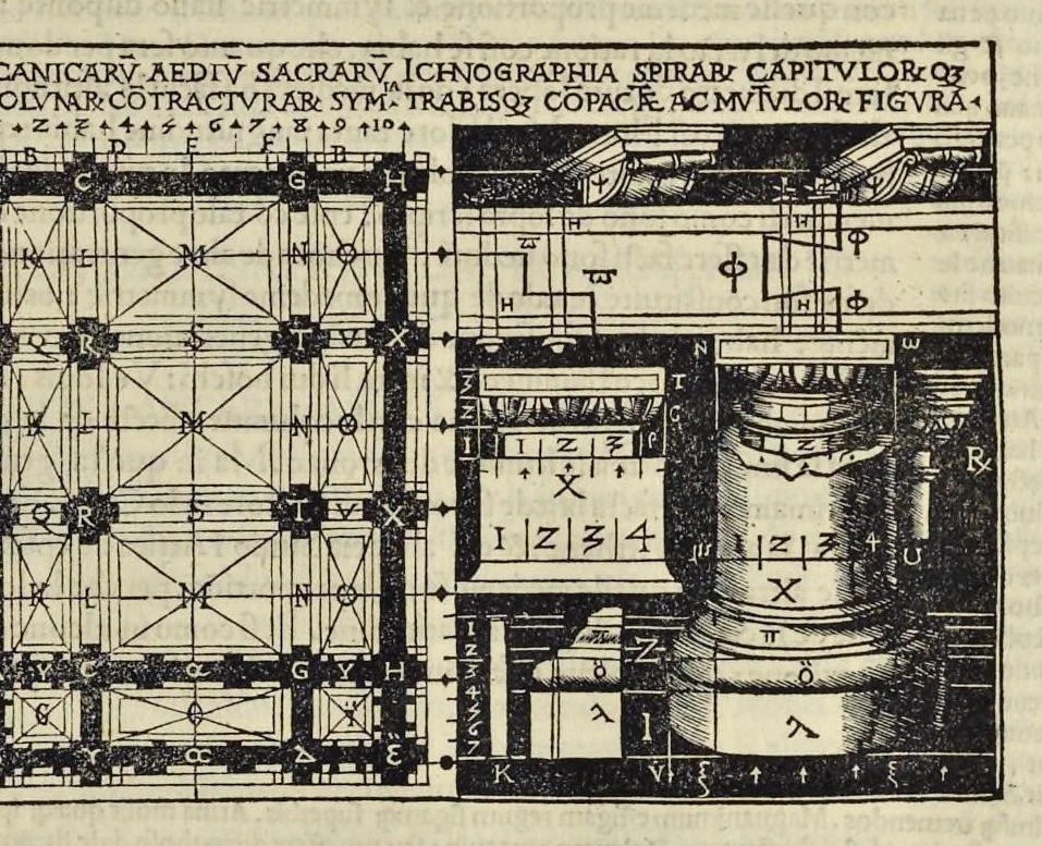An illustration from Di Lucio Vitruuio Pollione De architectura libri dece : traducti de latino in vulgare, affigurati, cõmentati, & con mirando ordine insigniti: per il quale facilmente potrai trouare la multitudine de li abstrusi & reconditi vocabuli a li soi loci & in epsa tabula con summo studio expositi & enucleati ad immensa utilitate de ciascuno studioso & beniuolo di epsa opera, 1521, leaf 156
