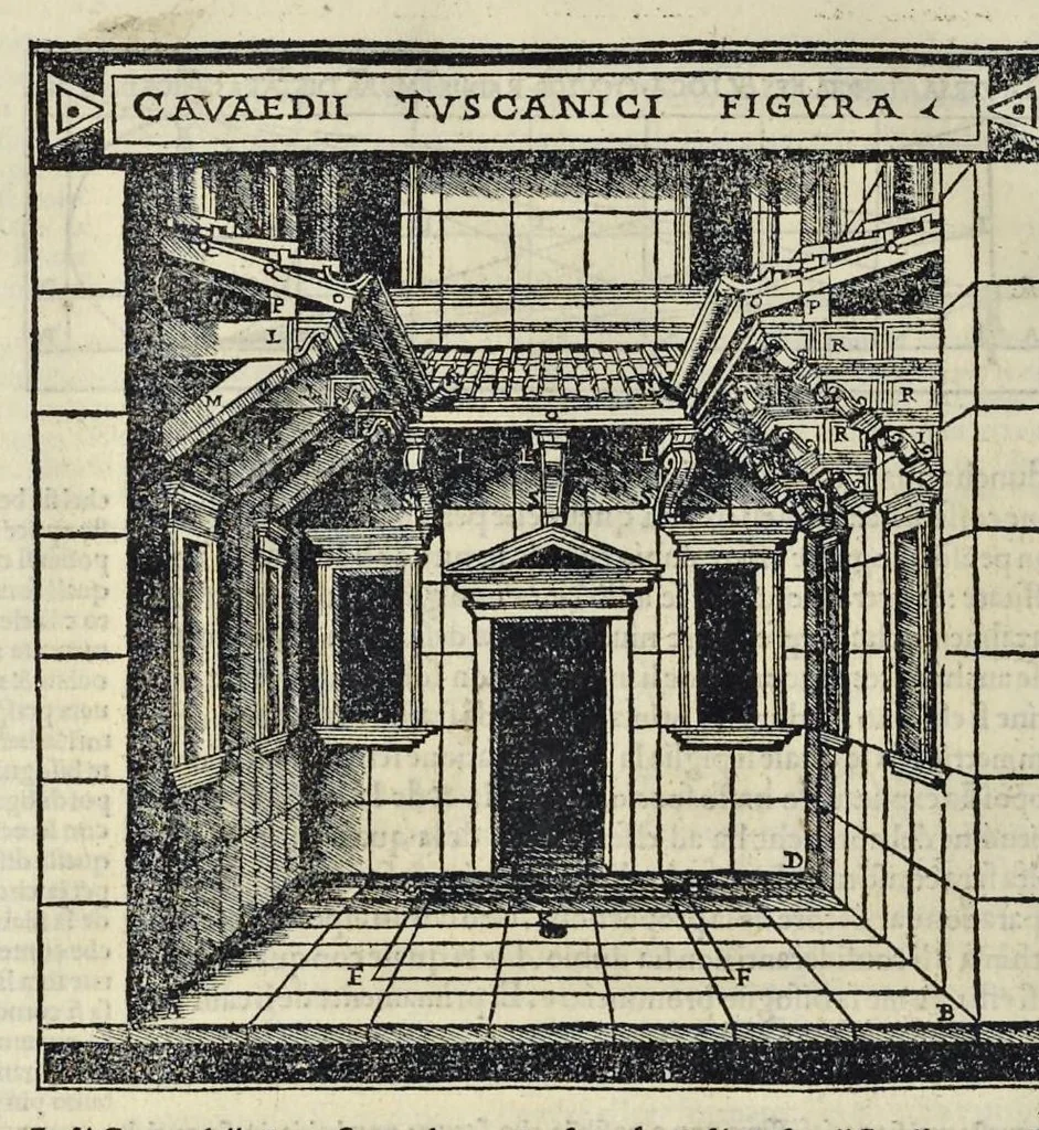An illustration from Di Lucio Vitruuio Pollione De architectura libri dece : traducti de latino in vulgare, affigurati, cõmentati, & con mirando ordine insigniti: per il quale facilmente potrai trouare la multitudine de li abstrusi & reconditi vocabuli a li soi loci & in epsa tabula con summo studio expositi & enucleati ad immensa utilitate de ciascuno studioso & beniuolo di epsa opera, 1521, leaf 209