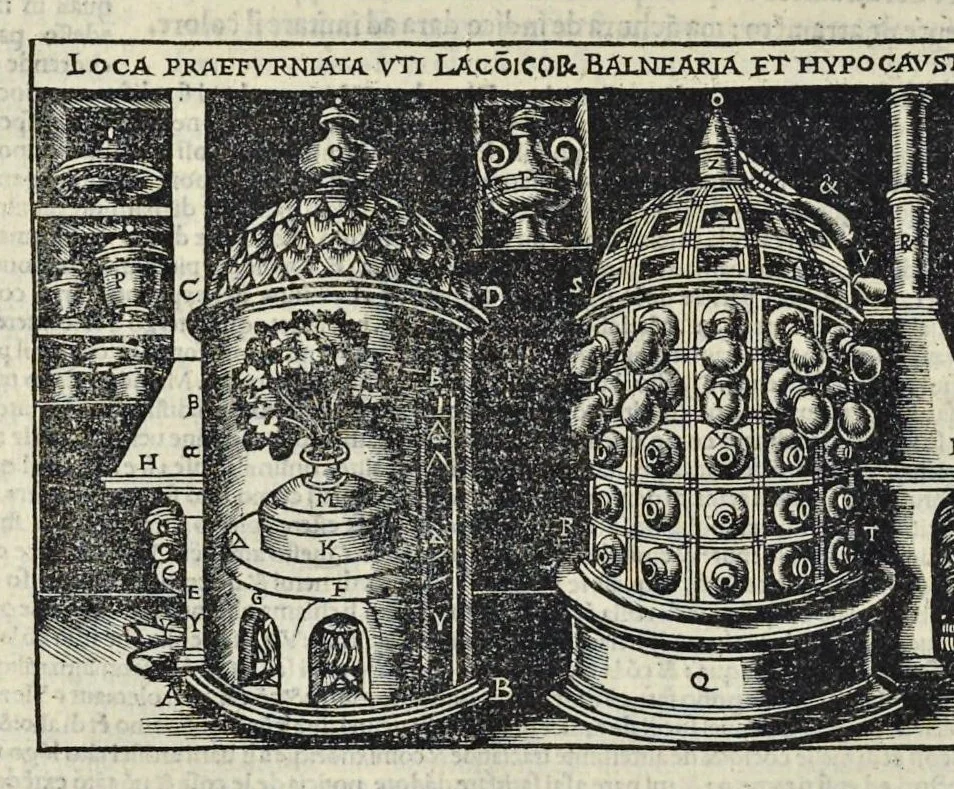 An illustration from Di Lucio Vitruuio Pollione De architectura libri dece : traducti de latino in vulgare, affigurati, cõmentati, & con mirando ordine insigniti: per il quale facilmente potrai trouare la multitudine de li abstrusi & reconditi vocabuli a li soi loci & in epsa tabula con summo studio expositi & enucleati ad immensa utilitate de ciascuno studioso & beniuolo di epsa opera, 1521, leaf 261