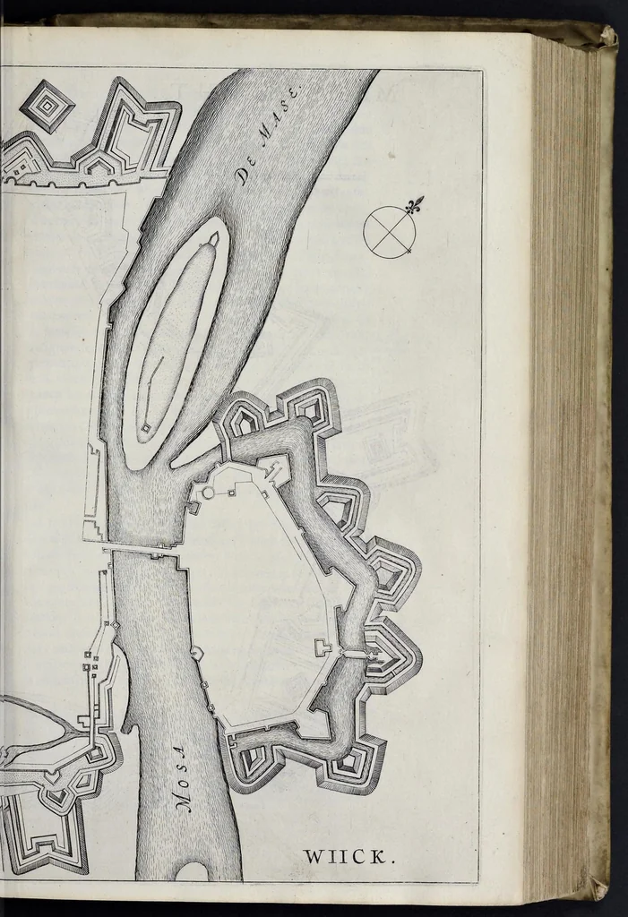 An illustration from L'architecture militaire moderne, ou, Fortification : confirmée par diverses histoires tant anciennes que nouvelles, & enrichie des figures des principales forteresses qui sont en l'Europe, 1648, leaf 166