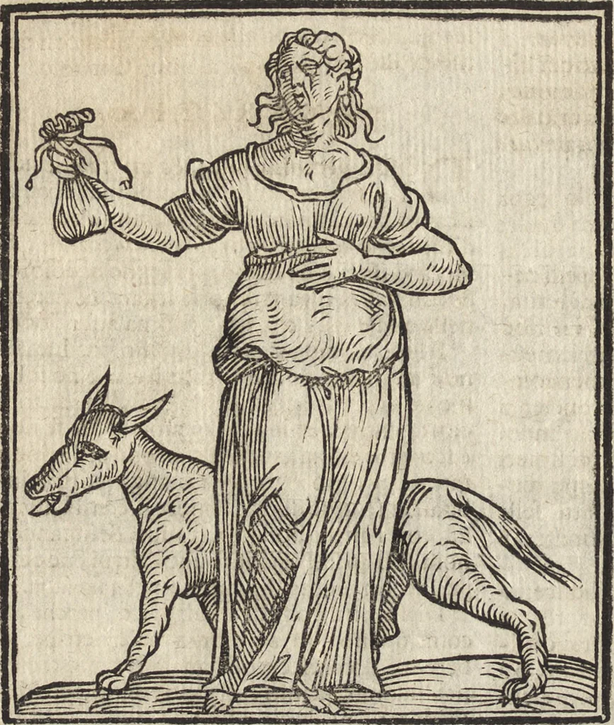 An illustration from Iconologia di Cesare Ripa perugino, caualier de' santi Mauritio & Lazaro. Divisa in tre libri, ne i quali si esprimono varie imagini di virtù, vitij, passioni humane, affetti, atti, discipline, humori, elementi, corpi celesti, prouincie d'Italia, fiumi, & altre materie infinite vtili ad ogni stato di persone. Ampliata dal sig. cav. Gio. Zaratino Castellini romano in questa vltima editione di imagini & discorsi, con indici copiosi, & ricorretta, 1669, leaf 113