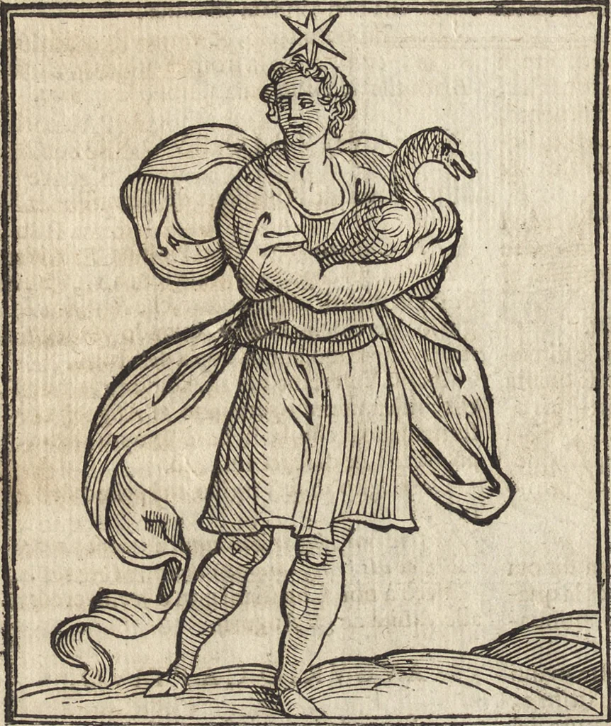 An illustration from Iconologia di Cesare Ripa perugino, caualier de' santi Mauritio & Lazaro. Divisa in tre libri, ne i quali si esprimono varie imagini di virtù, vitij, passioni humane, affetti, atti, discipline, humori, elementi, corpi celesti, prouincie d'Italia, fiumi, & altre materie infinite vtili ad ogni stato di persone. Ampliata dal sig. cav. Gio. Zaratino Castellini romano in questa vltima editione di imagini & discorsi, con indici copiosi, & ricorretta, 1669, leaf 115