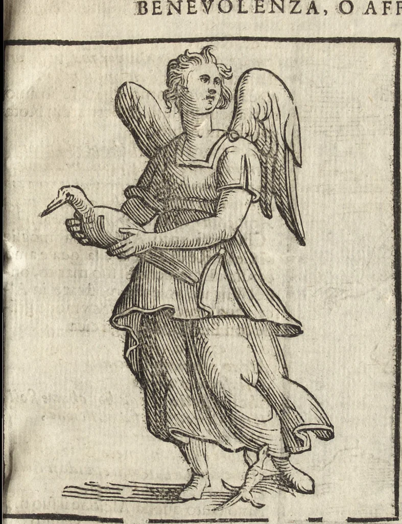 An illustration from Iconologia di Cesare Ripa perugino, caualier de' santi Mauritio & Lazaro. Divisa in tre libri, ne i quali si esprimono varie imagini di virtù, vitij, passioni humane, affetti, atti, discipline, humori, elementi, corpi celesti, prouincie d'Italia, fiumi, & altre materie infinite vtili ad ogni stato di persone. Ampliata dal sig. cav. Gio. Zaratino Castellini romano in questa vltima editione di imagini & discorsi, con indici copiosi, & ricorretta, 1669, leaf 124
