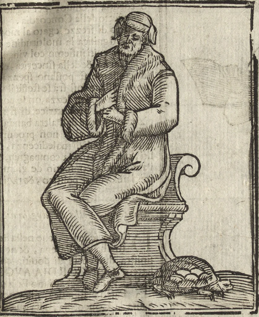 An illustration from Iconologia di Cesare Ripa perugino, caualier de' santi Mauritio & Lazaro. Divisa in tre libri, ne i quali si esprimono varie imagini di virtù, vitij, passioni humane, affetti, atti, discipline, humori, elementi, corpi celesti, prouincie d'Italia, fiumi, & altre materie infinite vtili ad ogni stato di persone. Ampliata dal sig. cav. Gio. Zaratino Castellini romano in questa vltima editione di imagini & discorsi, con indici copiosi, & ricorretta, 1669, leaf 160