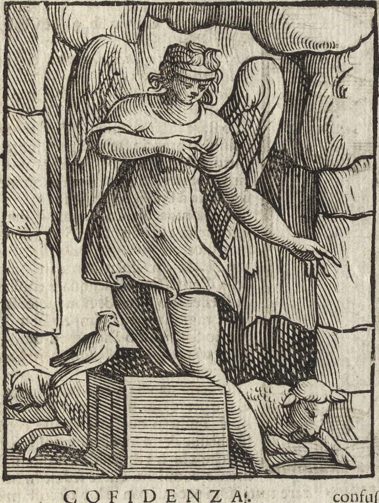 An illustration from Iconologia di Cesare Ripa perugino, caualier de' santi Mauritio & Lazaro. Divisa in tre libri, ne i quali si esprimono varie imagini di virtù, vitij, passioni humane, affetti, atti, discipline, humori, elementi, corpi celesti, prouincie d'Italia, fiumi, & altre materie infinite vtili ad ogni stato di persone. Ampliata dal sig. cav. Gio. Zaratino Castellini romano in questa vltima editione di imagini & discorsi, con indici copiosi, & ricorretta, 1669, leaf 165