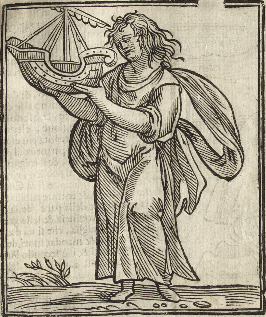 An illustration from Iconologia di Cesare Ripa perugino, caualier de' santi Mauritio & Lazaro. Divisa in tre libri, ne i quali si esprimono varie imagini di virtù, vitij, passioni humane, affetti, atti, discipline, humori, elementi, corpi celesti, prouincie d'Italia, fiumi, & altre materie infinite vtili ad ogni stato di persone. Ampliata dal sig. cav. Gio. Zaratino Castellini romano in questa vltima editione di imagini & discorsi, con indici copiosi, & ricorretta, 1669, leaf 166