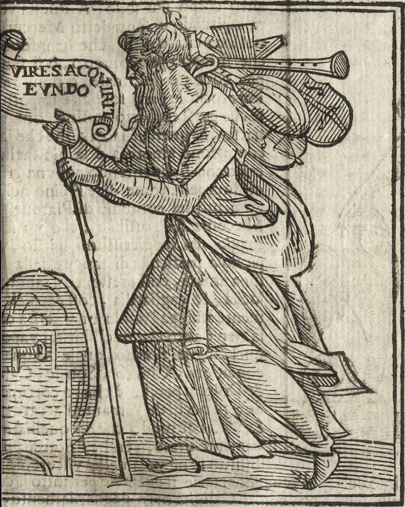 An illustration from Iconologia di Cesare Ripa perugino, caualier de' santi Mauritio & Lazaro. Divisa in tre libri, ne i quali si esprimono varie imagini di virtù, vitij, passioni humane, affetti, atti, discipline, humori, elementi, corpi celesti, prouincie d'Italia, fiumi, & altre materie infinite vtili ad ogni stato di persone. Ampliata dal sig. cav. Gio. Zaratino Castellini romano in questa vltima editione di imagini & discorsi, con indici copiosi, & ricorretta, 1669, leaf 172