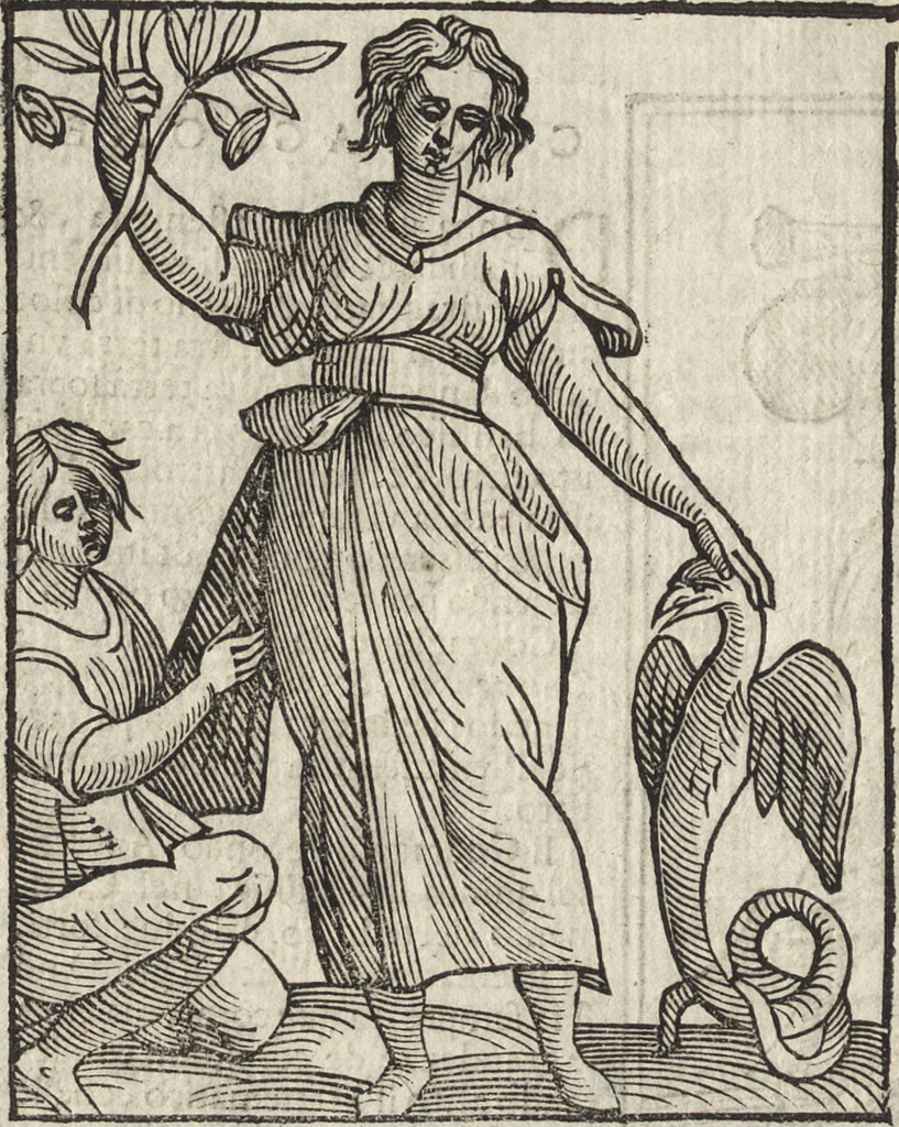 An illustration from Iconologia di Cesare Ripa perugino, caualier de' santi Mauritio & Lazaro. Divisa in tre libri, ne i quali si esprimono varie imagini di virtù, vitij, passioni humane, affetti, atti, discipline, humori, elementi, corpi celesti, prouincie d'Italia, fiumi, & altre materie infinite vtili ad ogni stato di persone. Ampliata dal sig. cav. Gio. Zaratino Castellini romano in questa vltima editione di imagini & discorsi, con indici copiosi, & ricorretta, 1669, leaf 173