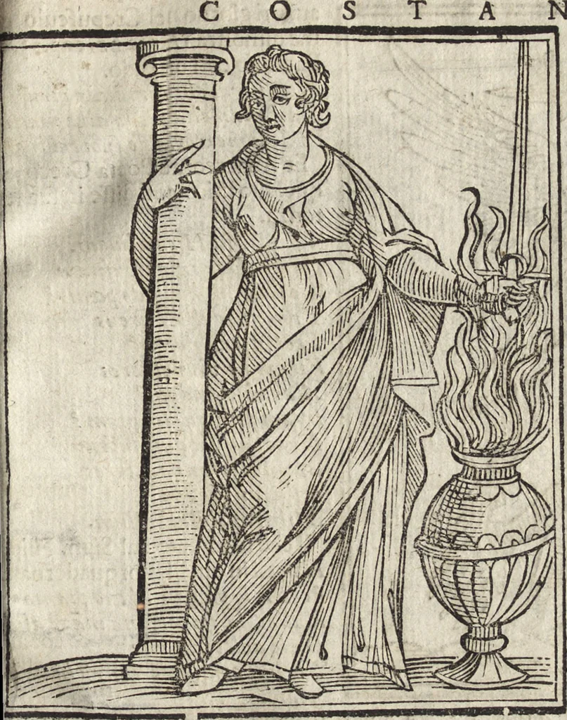 An illustration from Iconologia di Cesare Ripa perugino, caualier de' santi Mauritio & Lazaro. Divisa in tre libri, ne i quali si esprimono varie imagini di virtù, vitij, passioni humane, affetti, atti, discipline, humori, elementi, corpi celesti, prouincie d'Italia, fiumi, & altre materie infinite vtili ad ogni stato di persone. Ampliata dal sig. cav. Gio. Zaratino Castellini romano in questa vltima editione di imagini & discorsi, con indici copiosi, & ricorretta, 1669, leaf 186