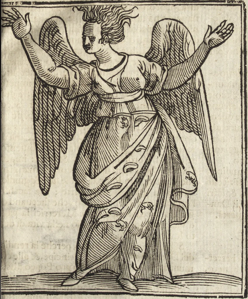 An illustration from Iconologia di Cesare Ripa perugino, caualier de' santi Mauritio & Lazaro. Divisa in tre libri, ne i quali si esprimono varie imagini di virtù, vitij, passioni humane, affetti, atti, discipline, humori, elementi, corpi celesti, prouincie d'Italia, fiumi, & altre materie infinite vtili ad ogni stato di persone. Ampliata dal sig. cav. Gio. Zaratino Castellini romano in questa vltima editione di imagini & discorsi, con indici copiosi, & ricorretta, 1669, leaf 190