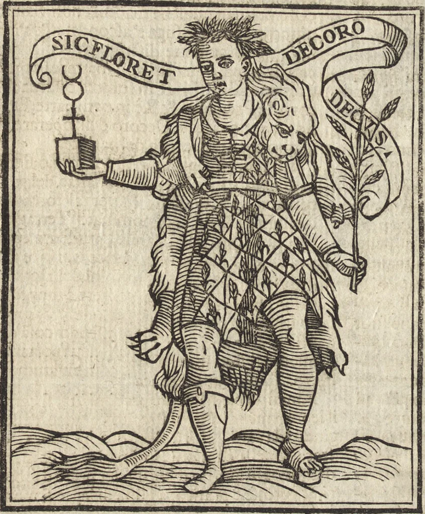 An illustration from Iconologia di Cesare Ripa perugino, caualier de' santi Mauritio & Lazaro. Divisa in tre libri, ne i quali si esprimono varie imagini di virtù, vitij, passioni humane, affetti, atti, discipline, humori, elementi, corpi celesti, prouincie d'Italia, fiumi, & altre materie infinite vtili ad ogni stato di persone. Ampliata dal sig. cav. Gio. Zaratino Castellini romano in questa vltima editione di imagini & discorsi, con indici copiosi, & ricorretta, 1669, leaf 195