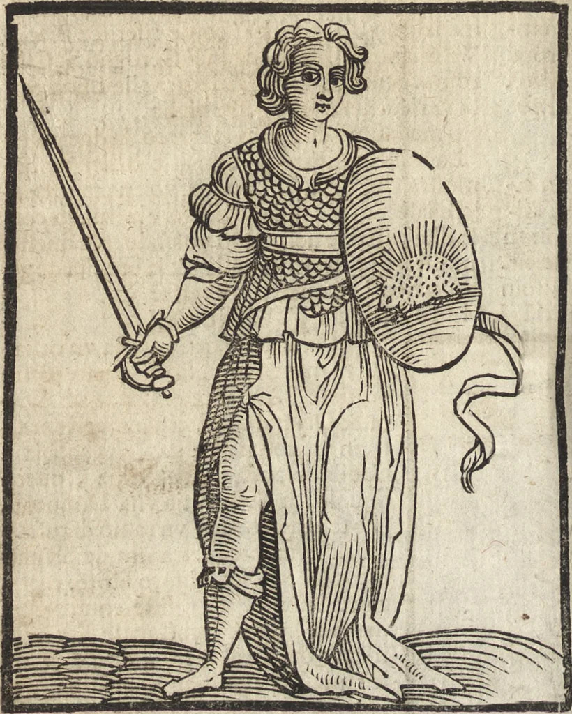 An illustration from Iconologia di Cesare Ripa perugino, caualier de' santi Mauritio & Lazaro. Divisa in tre libri, ne i quali si esprimono varie imagini di virtù, vitij, passioni humane, affetti, atti, discipline, humori, elementi, corpi celesti, prouincie d'Italia, fiumi, & altre materie infinite vtili ad ogni stato di persone. Ampliata dal sig. cav. Gio. Zaratino Castellini romano in questa vltima editione di imagini & discorsi, con indici copiosi, & ricorretta, 1669, leaf 209